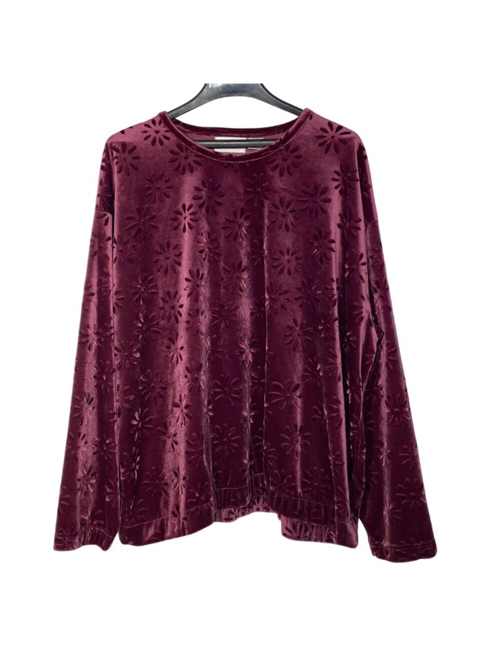 G Casuals Vintage Velvet Burnout Floral Top Red Sz 2X